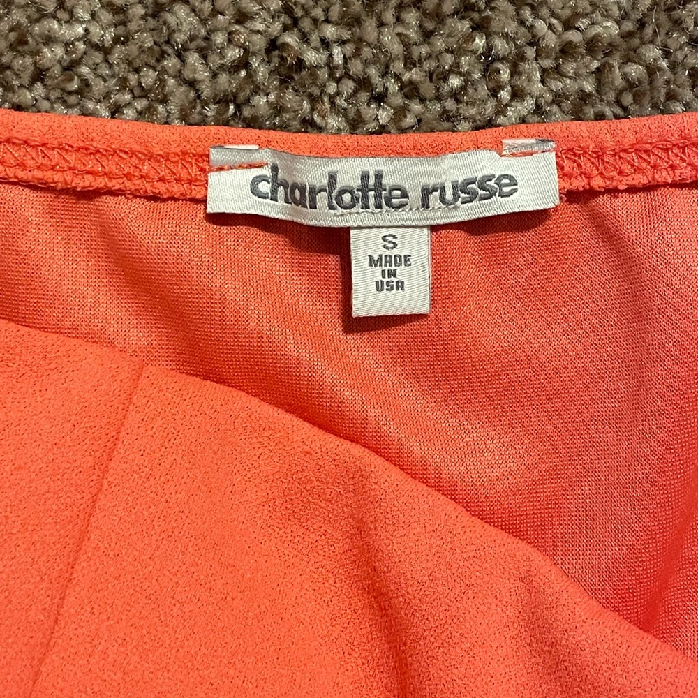 Faux Wrap Mini Dress (Coral) - Picture 3 of 3